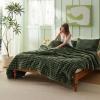 imageBedsure Fluffy Comforter Set Queen  Super Soft Faux Fur Bed Set Cream White All Seasons Warm Plush Fleece Bedding 3 Pieces 1 Shaggy Fuzzy Queen Size Comforter with 2 Pillowcases07  Olive Green