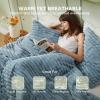 imageBedsure Fluffy Comforter Set Queen  Super Soft Faux Fur Bed Set Cream White All Seasons Warm Plush Fleece Bedding 3 Pieces 1 Shaggy Fuzzy Queen Size Comforter with 2 PillowcasesMineral Blue