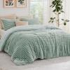 imageBedsure Fluffy Comforter Set Queen  Super Soft Faux Fur Bed Set Cream White All Seasons Warm Plush Fleece Bedding 3 Pieces 1 Shaggy Fuzzy Queen Size Comforter with 2 Pillowcases06  Sage Green