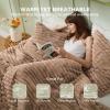 imageBedsure Fluffy Comforter Set Queen  Super Soft Faux Fur Bed Set Cream White All Seasons Warm Plush Fleece Bedding 3 Pieces 1 Shaggy Fuzzy Queen Size Comforter with 2 Pillowcases09  Warm Taupe