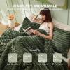 imageBedsure Fluffy Comforter Set Queen  Super Soft Faux Fur Bed Set Cream White All Seasons Warm Plush Fleece Bedding 3 Pieces 1 Shaggy Fuzzy Queen Size Comforter with 2 Pillowcases07  Olive Green