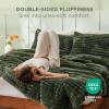 imageBedsure Fluffy Comforter Set Queen  Super Soft Faux Fur Bed Set Cream White All Seasons Warm Plush Fleece Bedding 3 Pieces 1 Shaggy Fuzzy Queen Size Comforter with 2 Pillowcases07  Olive Green