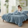 imageBedsure Fluffy Comforter Set Queen  Super Soft Faux Fur Bed Set Cream White All Seasons Warm Plush Fleece Bedding 3 Pieces 1 Shaggy Fuzzy Queen Size Comforter with 2 PillowcasesMineral Blue