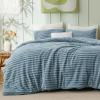 imageBedsure Fluffy Comforter Set Queen  Super Soft Faux Fur Bed Set Cream White All Seasons Warm Plush Fleece Bedding 3 Pieces 1 Shaggy Fuzzy Queen Size Comforter with 2 PillowcasesMineral Blue