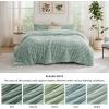 imageBedsure Fluffy Comforter Set Queen  Super Soft Faux Fur Bed Set Cream White All Seasons Warm Plush Fleece Bedding 3 Pieces 1 Shaggy Fuzzy Queen Size Comforter with 2 Pillowcases06  Sage Green