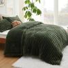 imageBedsure Fluffy Comforter Set Queen  Super Soft Faux Fur Bed Set Cream White All Seasons Warm Plush Fleece Bedding 3 Pieces 1 Shaggy Fuzzy Queen Size Comforter with 2 Pillowcases07  Olive Green
