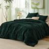 imageBedsure Fluffy Comforter Set Queen  Super Soft Faux Fur Bed Set Cream White All Seasons Warm Plush Fleece Bedding 3 Pieces 1 Shaggy Fuzzy Queen Size Comforter with 2 Pillowcases08  Emerald