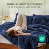 imageBedsure Fluffy Comforter Set Queen  Super Soft Faux Fur Bed Set Cream White All Seasons Warm Plush Fleece Bedding 3 Pieces 1 Shaggy Fuzzy Queen Size Comforter with 2 Pillowcases12  Navy