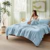 imageBedsure Fluffy Comforter Set Queen  Super Soft Faux Fur Bed Set Cream White All Seasons Warm Plush Fleece Bedding 3 Pieces 1 Shaggy Fuzzy Queen Size Comforter with 2 Pillowcases11  Light Blue