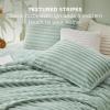 imageBedsure Fluffy Comforter Set Queen  Super Soft Faux Fur Bed Set Cream White All Seasons Warm Plush Fleece Bedding 3 Pieces 1 Shaggy Fuzzy Queen Size Comforter with 2 Pillowcases06  Sage Green