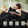 imageBedsure Fluffy Comforter Set Queen  Super Soft Faux Fur Bed Set Cream White All Seasons Warm Plush Fleece Bedding 3 Pieces 1 Shaggy Fuzzy Queen Size Comforter with 2 Pillowcases05  Black