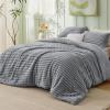 imageBedsure Fluffy Comforter Set Queen  Super Soft Faux Fur Bed Set Cream White All Seasons Warm Plush Fleece Bedding 3 Pieces 1 Shaggy Fuzzy Queen Size Comforter with 2 Pillowcases04  Grey