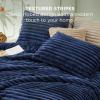 imageBedsure Fluffy Comforter Set Queen  Super Soft Faux Fur Bed Set Cream White All Seasons Warm Plush Fleece Bedding 3 Pieces 1 Shaggy Fuzzy Queen Size Comforter with 2 Pillowcases12  Navy