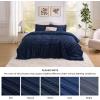 imageBedsure Fluffy Comforter Set Queen  Super Soft Faux Fur Bed Set Cream White All Seasons Warm Plush Fleece Bedding 3 Pieces 1 Shaggy Fuzzy Queen Size Comforter with 2 Pillowcases12  Navy