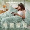 imageBedsure Fluffy Comforter Set Queen  Super Soft Faux Fur Bed Set Cream White All Seasons Warm Plush Fleece Bedding 3 Pieces 1 Shaggy Fuzzy Queen Size Comforter with 2 Pillowcases06  Sage Green