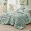imageBedsure Fluffy Comforter Set Queen  Super Soft Faux Fur Bed Set Cream White All Seasons Warm Plush Fleece Bedding 3 Pieces 1 Shaggy Fuzzy Queen Size Comforter with 2 Pillowcases06  Sage Green