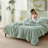 imageBedsure Fluffy Comforter Set Queen  Super Soft Faux Fur Bed Set Cream White All Seasons Warm Plush Fleece Bedding 3 Pieces 1 Shaggy Fuzzy Queen Size Comforter with 2 Pillowcases06  Sage Green