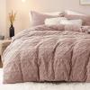 imageBedsure Fluffy Duvet Cover Set  Faux Fur Comforter Cover Queen Size Dark Grey Warm Plush Bedding for Winter 3Piece Set with Zipper Closure 90quotx90quot and 2 Pillow Shams Comforter Sold Separately03  Cameo Rose No Comforter