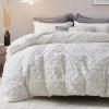 imageBedsure Fluffy Duvet Cover Set  Faux Fur Comforter Cover Queen Size Dark Grey Warm Plush Bedding for Winter 3Piece Set with Zipper Closure 90quotx90quot and 2 Pillow Shams Comforter Sold Separately05  White No Comforter