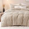 imageBedsure Fluffy Duvet Cover Set  Faux Fur Comforter Cover Queen Size Dark Grey Warm Plush Bedding for Winter 3Piece Set with Zipper Closure 90quotx90quot and 2 Pillow Shams Comforter Sold Separately04  Deep Beige No Comforter