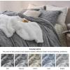 imageBedsure Fluffy Duvet Cover Set  Faux Fur Comforter Cover Queen Size Dark Grey Warm Plush Bedding for Winter 3Piece Set with Zipper Closure 90quotx90quot and 2 Pillow Shams Comforter Sold Separately02  Gray No Comforter