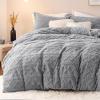 imageBedsure Fluffy Duvet Cover Set  Faux Fur Comforter Cover Queen Size Dark Grey Warm Plush Bedding for Winter 3Piece Set with Zipper Closure 90quotx90quot and 2 Pillow Shams Comforter Sold Separately02  Gray No Comforter