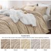 imageBedsure Fluffy Duvet Cover Set  Faux Fur Comforter Cover Queen Size Dark Grey Warm Plush Bedding for Winter 3Piece Set with Zipper Closure 90quotx90quot and 2 Pillow Shams Comforter Sold Separately04  Deep Beige No Comforter
