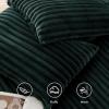 imageBedsure Fluffy Duvet Cover Set  Ultra Soft Plush Shaggy Comforter Cover Queen Size Warm Flannel Fleece Bed Sets for Winter 3 Pieces Striped Pattern Forest Green05  Forest Green No Comforter