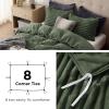 imageBedsure Fluffy Duvet Cover Set  Ultra Soft Plush Shaggy Comforter Cover Queen Size Warm Flannel Fleece Bed Sets for Winter 3 Pieces Striped Pattern Forest Green06  Green No Comforter