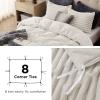 imageBedsure Fluffy Duvet Cover Set  Ultra Soft Plush Shaggy Comforter Cover Queen Size Warm Flannel Fleece Bed Sets for Winter 3 Pieces Striped Pattern Forest Green03  Linen No Comforter