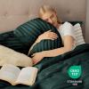 imageBedsure Fluffy Duvet Cover Set  Ultra Soft Plush Shaggy Comforter Cover Queen Size Warm Flannel Fleece Bed Sets for Winter 3 Pieces Striped Pattern Forest Green05  Forest Green No Comforter