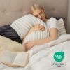 imageBedsure Fluffy Duvet Cover Set  Ultra Soft Plush Shaggy Comforter Cover Queen Size Warm Flannel Fleece Bed Sets for Winter 3 Pieces Striped Pattern Forest Green01  Coconut White No Comforter