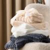 imageBedsure Fluffy Duvet Cover Set  Ultra Soft Plush Shaggy Comforter Cover Queen Size Warm Flannel Fleece Bed Sets for Winter 3 Pieces Striped Pattern Forest Green01  Coconut White No Comforter