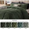 imageBedsure Fluffy Duvet Cover Set  Ultra Soft Plush Shaggy Comforter Cover Queen Size Warm Flannel Fleece Bed Sets for Winter 3 Pieces Striped Pattern Forest Green06  Green No Comforter