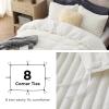 imageBedsure Fluffy Duvet Cover Set  Ultra Soft Plush Shaggy Comforter Cover Queen Size Warm Flannel Fleece Bed Sets for Winter 3 Pieces Striped Pattern Forest Green01  Coconut White No Comforter