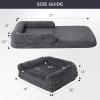 imageBedsure Foldable Human Dog Bed  2 in 1 Flexible Giant Human Dog Bed for Adult People with Supportive Bolster Egg Foam Waterproof Liner Calming Fluffy Faux Fur Orthopedic Big Bean Bed Light GreyDark Grey