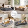 imageBedsure Foldable Human Dog Bed  2 in 1 Flexible Giant Human Dog Bed for Adult People with Supportive Bolster Egg Foam Waterproof Liner Calming Fluffy Faux Fur Orthopedic Big Bean Bed Light GreyDark Grey
