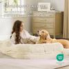 imageBedsure Foldable Human Dog Bed for People Adults 2 in 1 Calming Human Size Giant Dog Bed Fits Pet Families with Egg Foam Supportive Mat and Waterproof Liner Faux Fur Orthopedic Pet Sofa PinkWhite