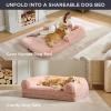 imageBedsure Foldable Human Dog Bed for People Adults 2 in 1 Calming Human Size Giant Dog Bed Fits Pet Families with Egg Foam Supportive Mat and Waterproof Liner Faux Fur Orthopedic Pet Sofa PinkPink