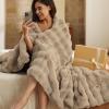 imageBedsure GentleSoft Fluffy Faux Fur Throw Blanket Fuzzy Soft Bubble Blanket for Couch Faux Fur Decor for Bedroom Living Room Housewarming Thick Warm Furry Cozy Gifts for Women Cream 50x60 InchBeige