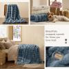 imageBedsure GentleSoft Fluffy Faux Fur Throw Blanket Fuzzy Soft Bubble Blanket for Couch Faux Fur Decor for Bedroom Living Room Housewarming Thick Warm Furry Cozy Gifts for Women Cream 50x60 InchGreyish Blue