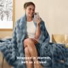 imageBedsure GentleSoft Fluffy Faux Fur Throw Blanket Fuzzy Soft Bubble Blanket for Couch Faux Fur Decor for Bedroom Living Room Housewarming Thick Warm Furry Cozy Gifts for Women Cream 50x60 InchGreyish Blue