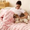 imageBedsure GentleSoft Fluffy Faux Fur Throw Blanket Fuzzy Soft Bubble Blanket for Couch Faux Fur Decor for Bedroom Living Room Housewarming Thick Warm Furry Cozy Gifts for Women Cream 50x60 InchTiedye Pink