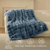 imageBedsure GentleSoft Fluffy Faux Fur Throw Blanket Fuzzy Soft Bubble Blanket for Couch Faux Fur Decor for Bedroom Living Room Housewarming Thick Warm Furry Cozy Gifts for Women Cream 50x60 InchGreyish Blue