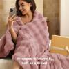 imageBedsure GentleSoft Fluffy Faux Fur Throw Blanket Fuzzy Soft Bubble Blanket for Couch Faux Fur Decor for Bedroom Living Room Housewarming Thick Warm Furry Cozy Gifts for Women Cream 50x60 InchDusty Rose