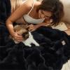 imageBedsure GentleSoft Fluffy Faux Fur Throw Blanket Fuzzy Soft Bubble Blanket for Couch Faux Fur Decor for Bedroom Living Room Housewarming Thick Warm Furry Cozy Gifts for Women Cream 50x60 InchBlack