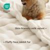 imageBedsure GentleSoft Fluffy Faux Fur Throw Blanket Fuzzy Soft Bubble Blanket for Couch Faux Fur Decor for Bedroom Living Room Housewarming Thick Warm Furry Cozy Gifts for Women Cream 50x60 InchCream
