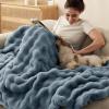 imageBedsure GentleSoft Fluffy Faux Fur Throw Blanket Fuzzy Soft Bubble Blanket for Couch Faux Fur Decor for Bedroom Living Room Housewarming Thick Warm Furry Cozy Gifts for Women Cream 50x60 InchGreyish Blue