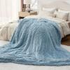 imageBedsure GentleSoft Fluffy Sherpa Fleece Faux Fur Blankets Queen Size for Bed Bedroom Decor Winter Thick Warm Full Queen Blankets Fuzzy Plush Soft Heavy Mink Tie Dye Grey Bedding Cozy Gifts 90x9014 Blue
