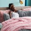 imageBedsure GentleSoft Fluffy Sherpa Fleece Faux Fur Blankets Queen Size for Bed Bedroom Decor Winter Thick Warm Full Queen Blankets Fuzzy Plush Soft Heavy Mink Tie Dye Grey Bedding Cozy Gifts 90x9003 Pink